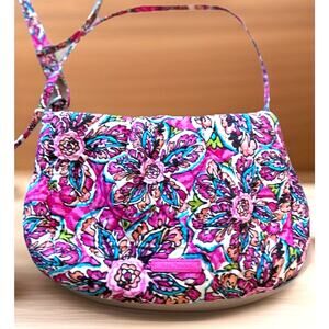 Vera Bradley Crossover Purse Pink Alex Pattern Floral Pleated Small Boho Casual